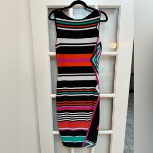 Vintage Y2K Cache Bright Retro Cocktail Party Midi Dress Size 6 Small S